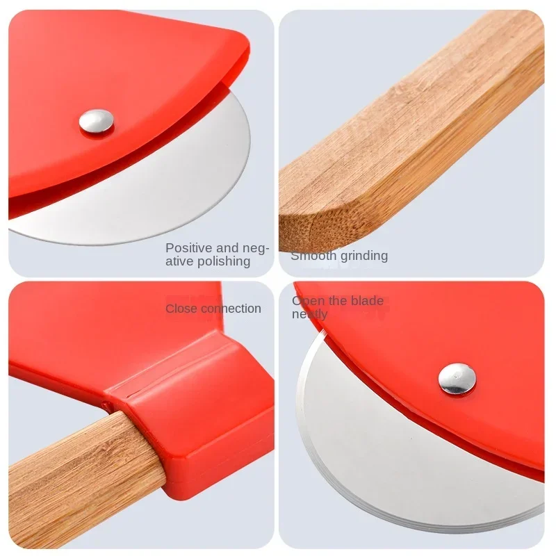 Pizza Knife Creative Axe Shape Pizza Knife Wheel Wooden Handle Sharp Roller Pizza Cutter Kitchen Gadgets Kitchen Accessories