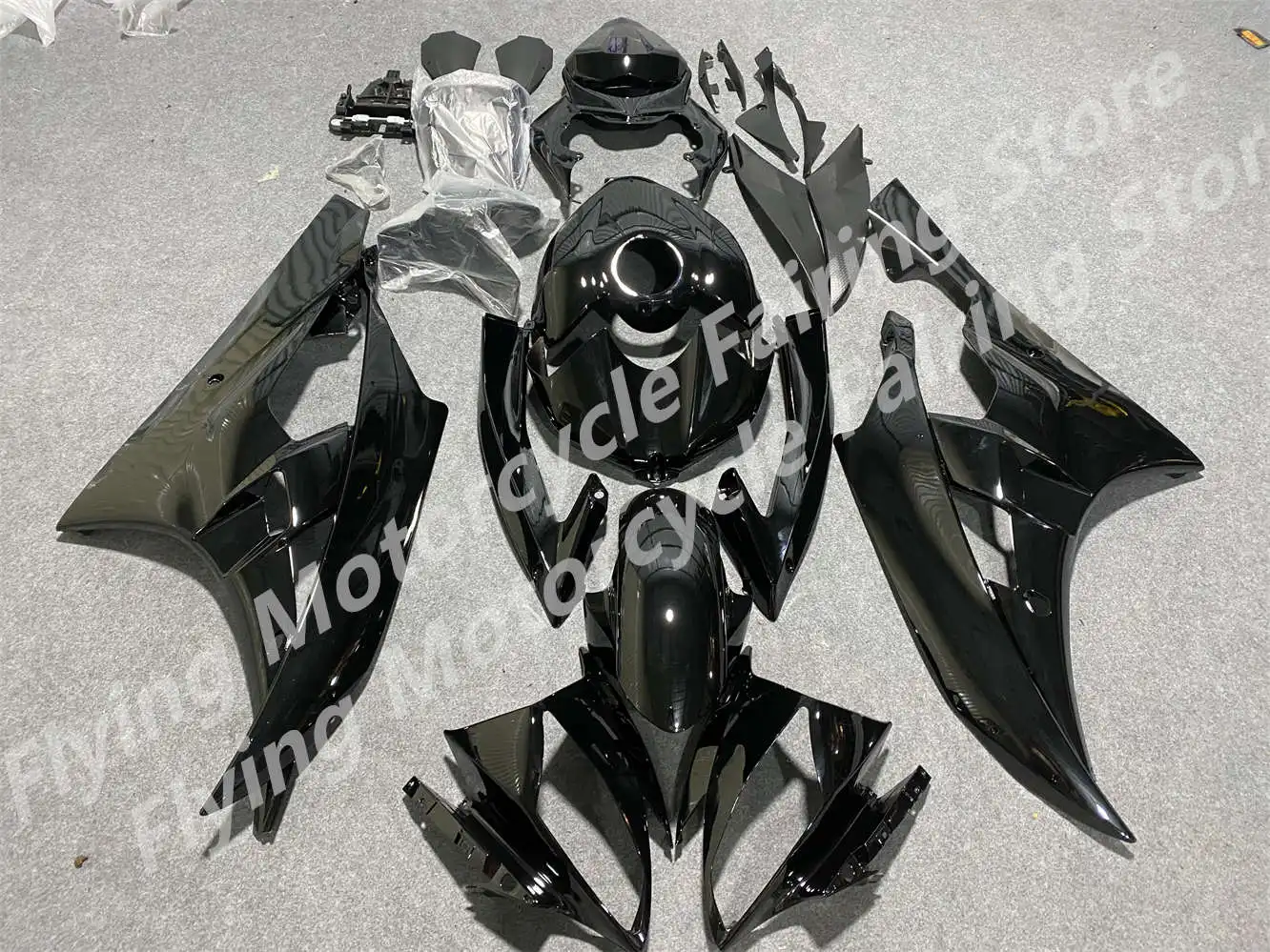 

Обтекатели гоночного мотоцикла для Yamaha YZF R6 06 07, настраиваемый инжекторный обтекатель, кузов R6 2006 2007, полностью черный