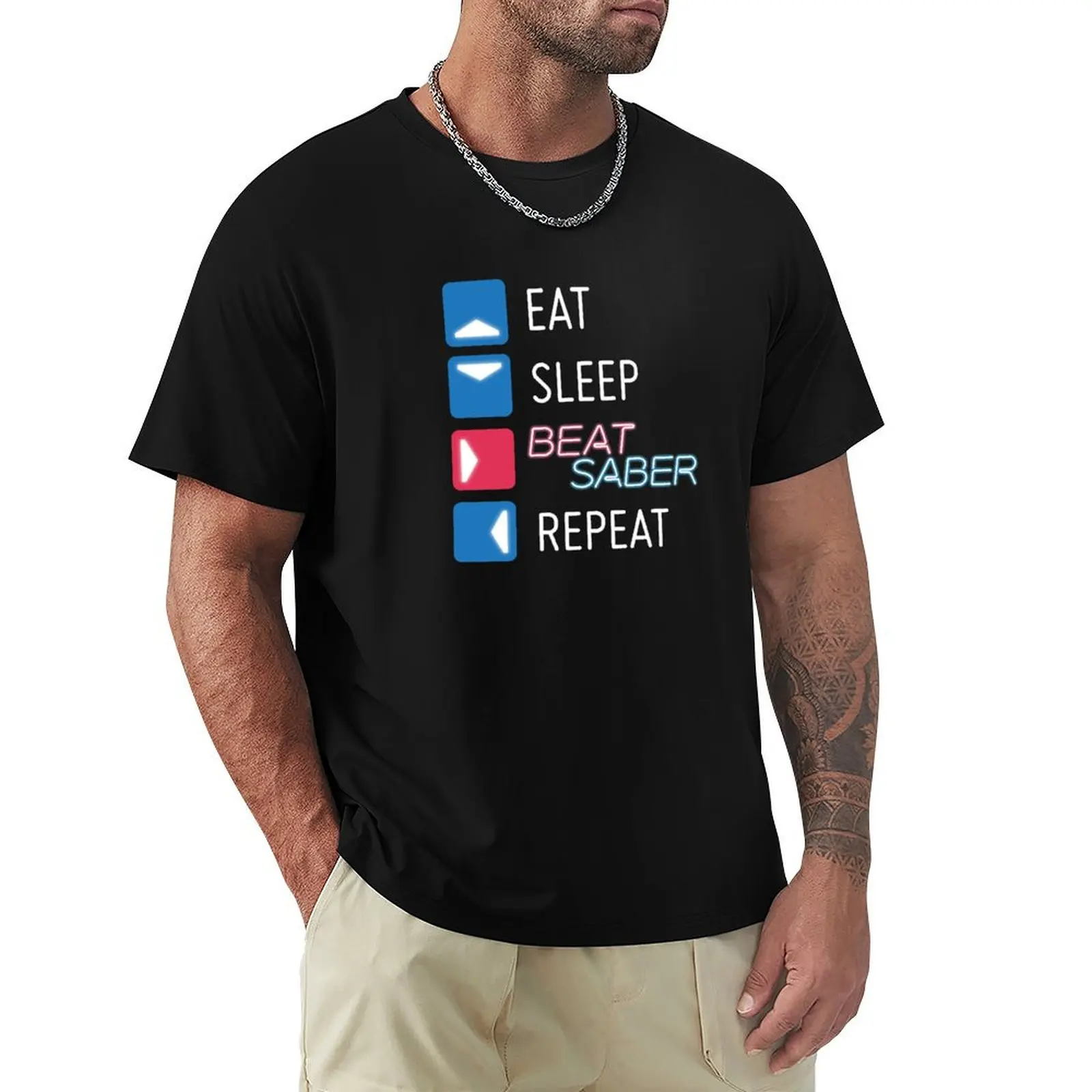 Eat. Sleep. Beat Saber. Repeat. T-Shirt Creative Graphic Tee Shirt