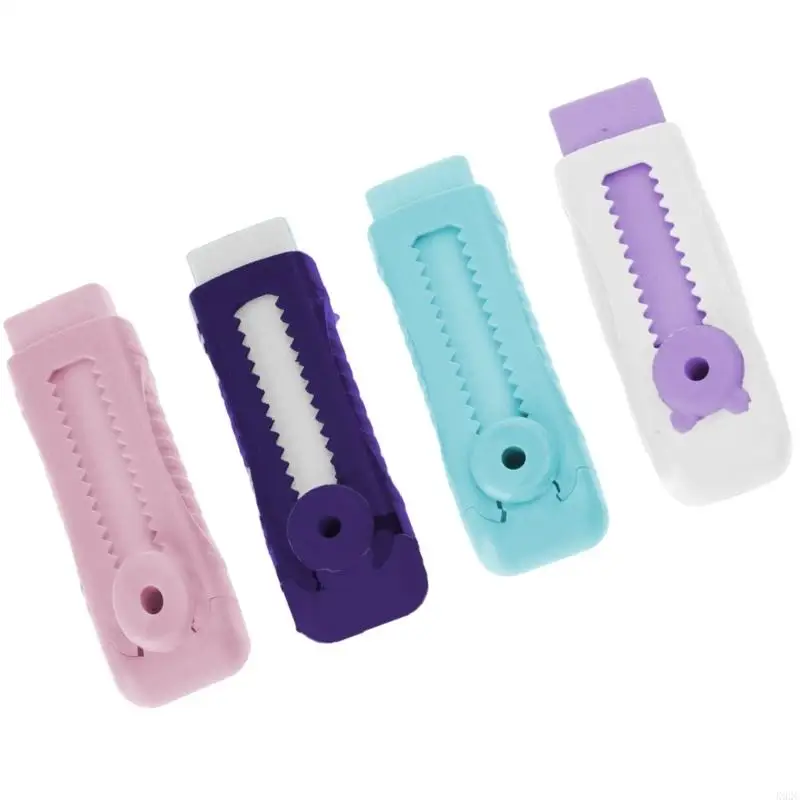 4Pieces Sliding Retractable Eraser Colorful Rubber Eraser Art Eraser Retractable Pencil Erasers for Art Drawing Writing K92C