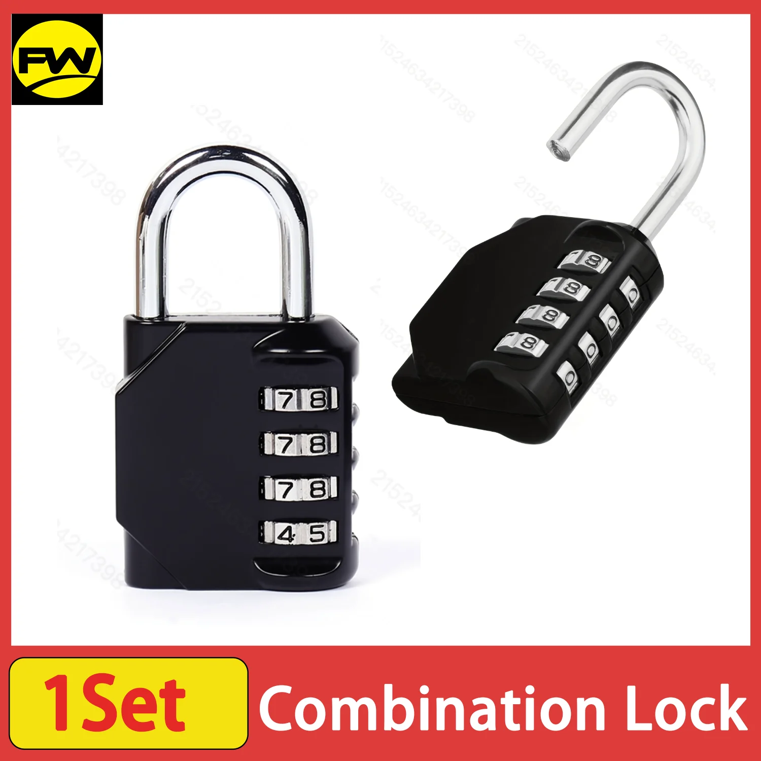 قفل مجمع للخزانة، قفل خارجي مكون من 4 أرقام للمدرسة، وصالة الألعاب الرياضية، والرياضة، والسياج، وصندوق الأدوات، والبوابة، والحافظة، والتخزين بمشبك، والخزائن #1