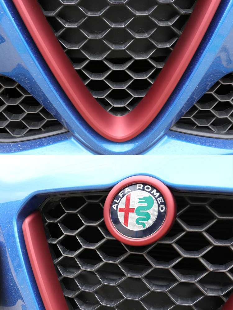 Für Alfa Romeo Giulia 2017 2018 2019-2025 Auto Front Stoßstange Air Gitter V Rahmen Dekoration Trim Aufkleber Logo abdeckung Zubehör – Detail 13