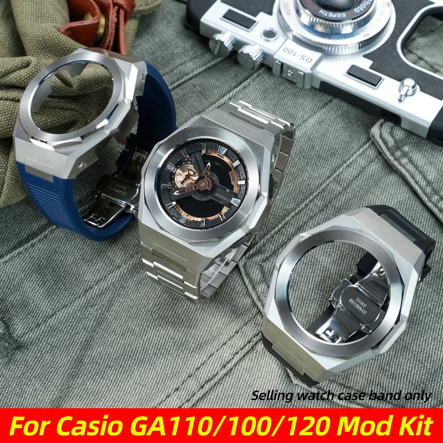 GA-110 Mod kit For Casio G-SHOCK GA-110GB GA-100 GA-120 Modified Stainless Steel Metal Case Strap set Rubber watch band tools