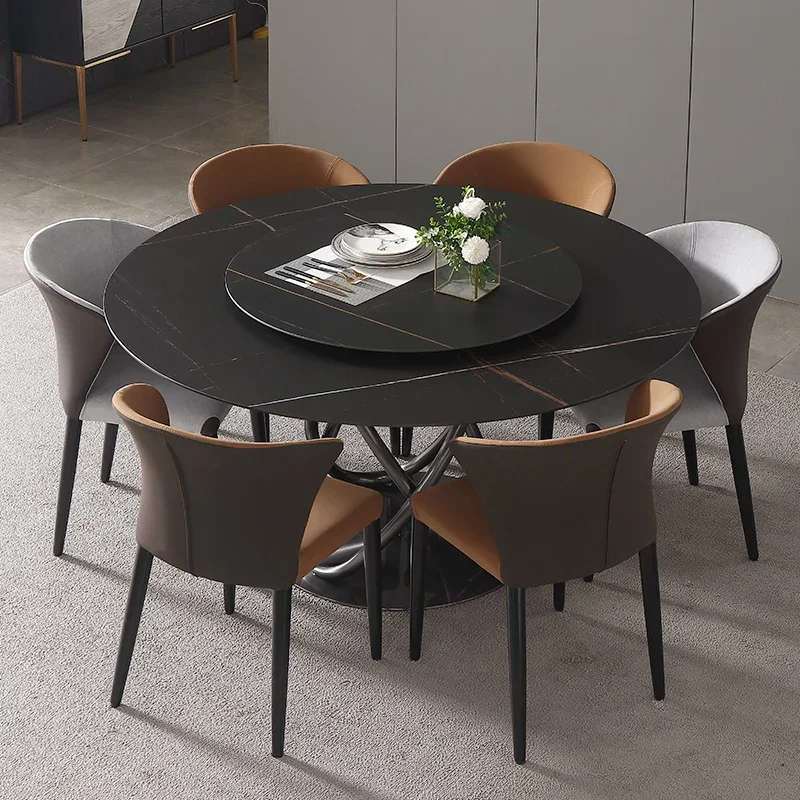 

Nordic Light Luxury Dining Table Rock Round Modern Simple Household Marble Dining Table Combination Mesa De Jantar Furniture