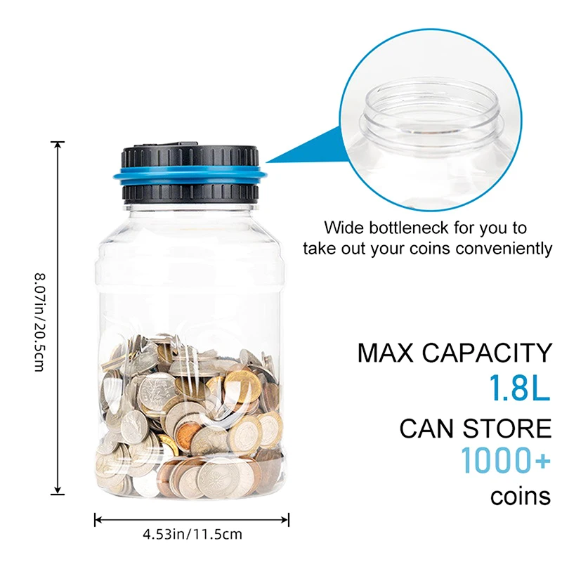 Digital LCD Counting Coin Money Saving Box Jar Large Capacity For USD EURO GBP Money Electronic Counting Piggy Bank
