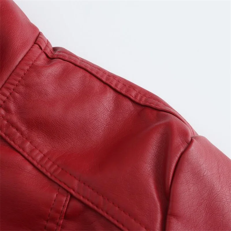Leather Jacket Female Autumn Long-sleeved Zipper Slim Fashion Biker Coat Imitation Leather Jacket Stand Collar Jacket