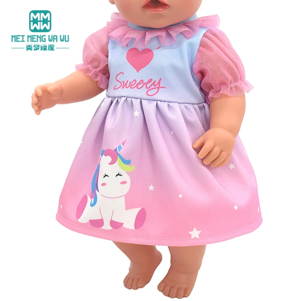 Doll Clothes for 43-45cm New Born American Doll Fashion T-Shirt Overalls Princess Gauze Skirt Gift for Girls