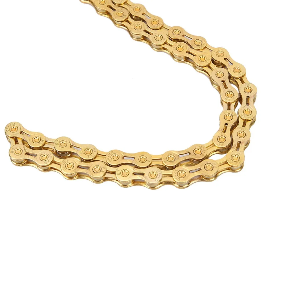 

Durable 9 Speed 116 Links Bicycle Chain Lightweight Gold Mountain Bike Chain Bicycle Replacement Chain for Road Bicycle
