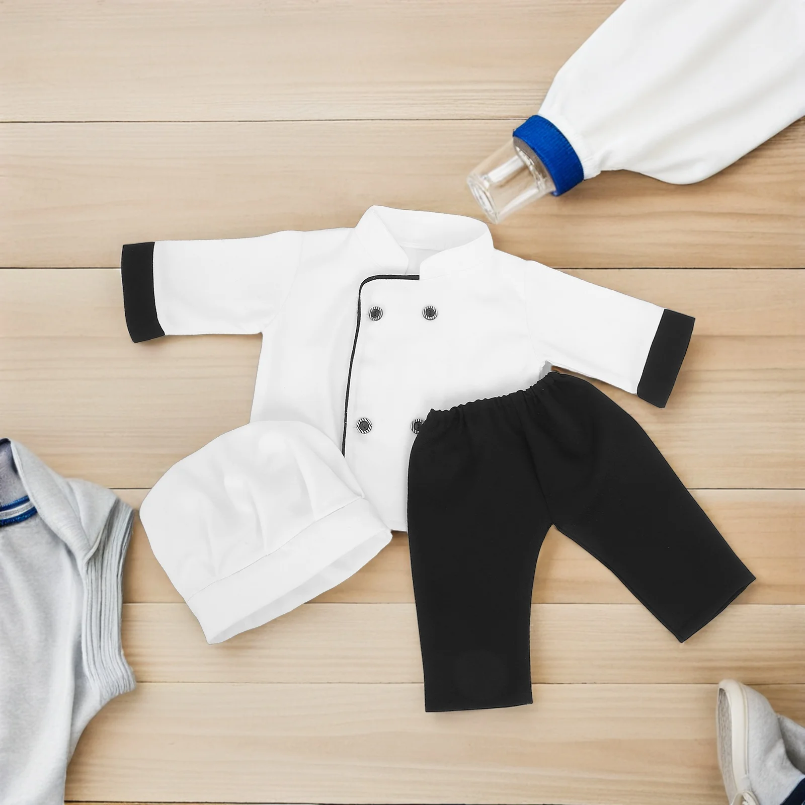 

Baby Photography Clothing Chef Clothes for Cute Infant Photoshoot Outfits Boy Polyester Prop Newborn Girl