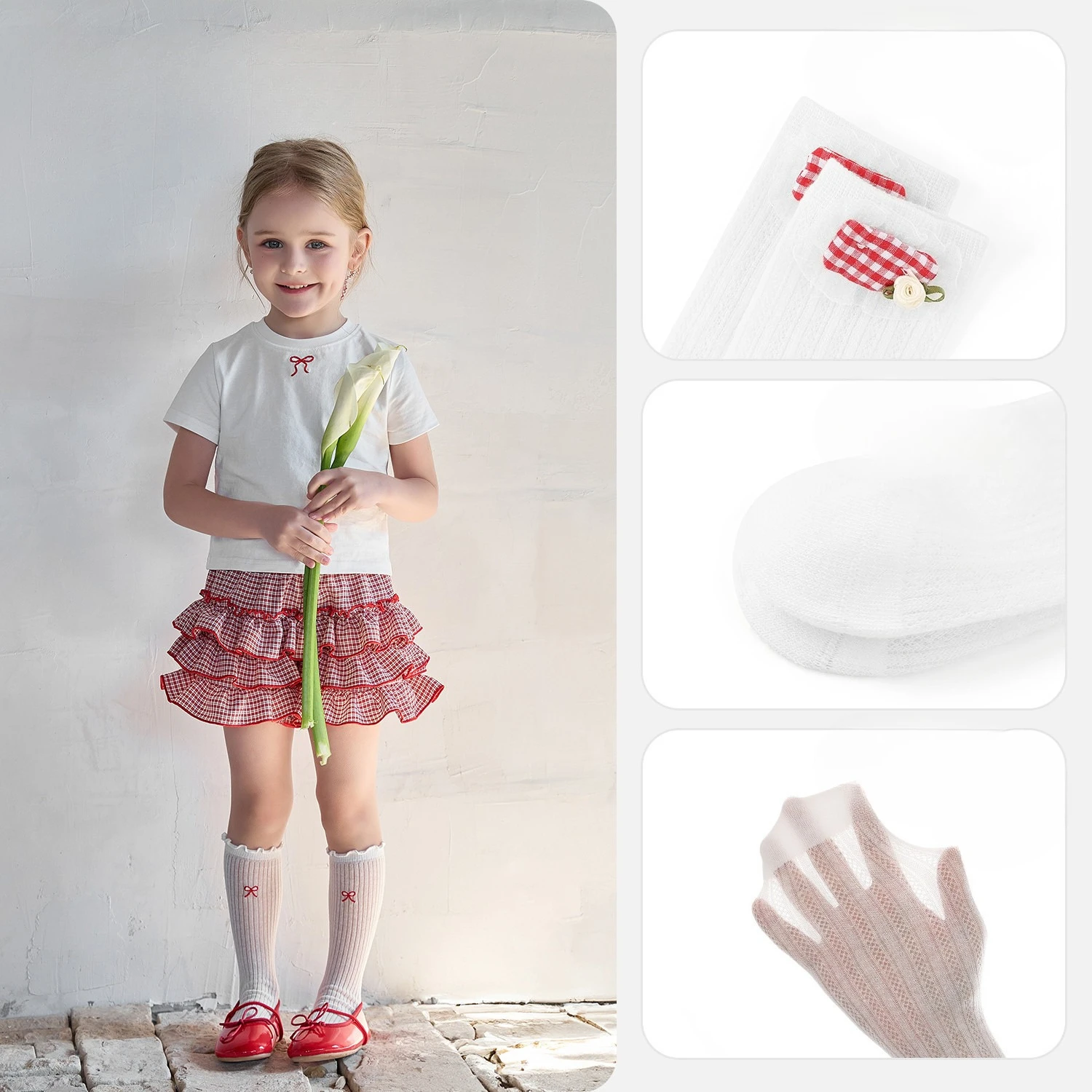Girls Breathable Mesh Knee Length Stockings Baby Long Tube Stockings Elastic Loose Long Stockings Girls' Mid Tube Summer Socks