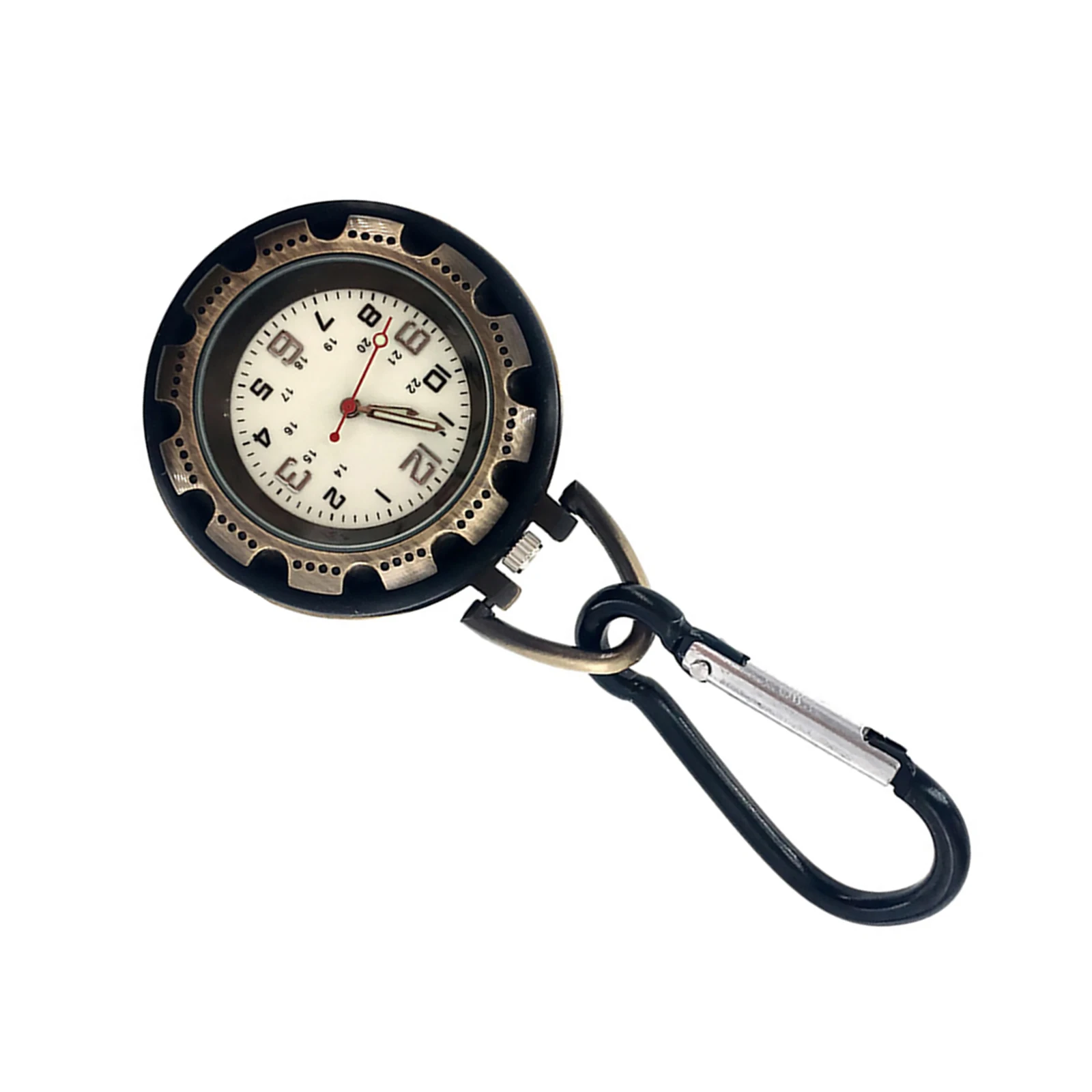 Alloy Climbing Carabiner Hook Clip Pocket Watch With Compass Bronze for Women Men Outdoor Sports Nurse Doctor Students Gifts