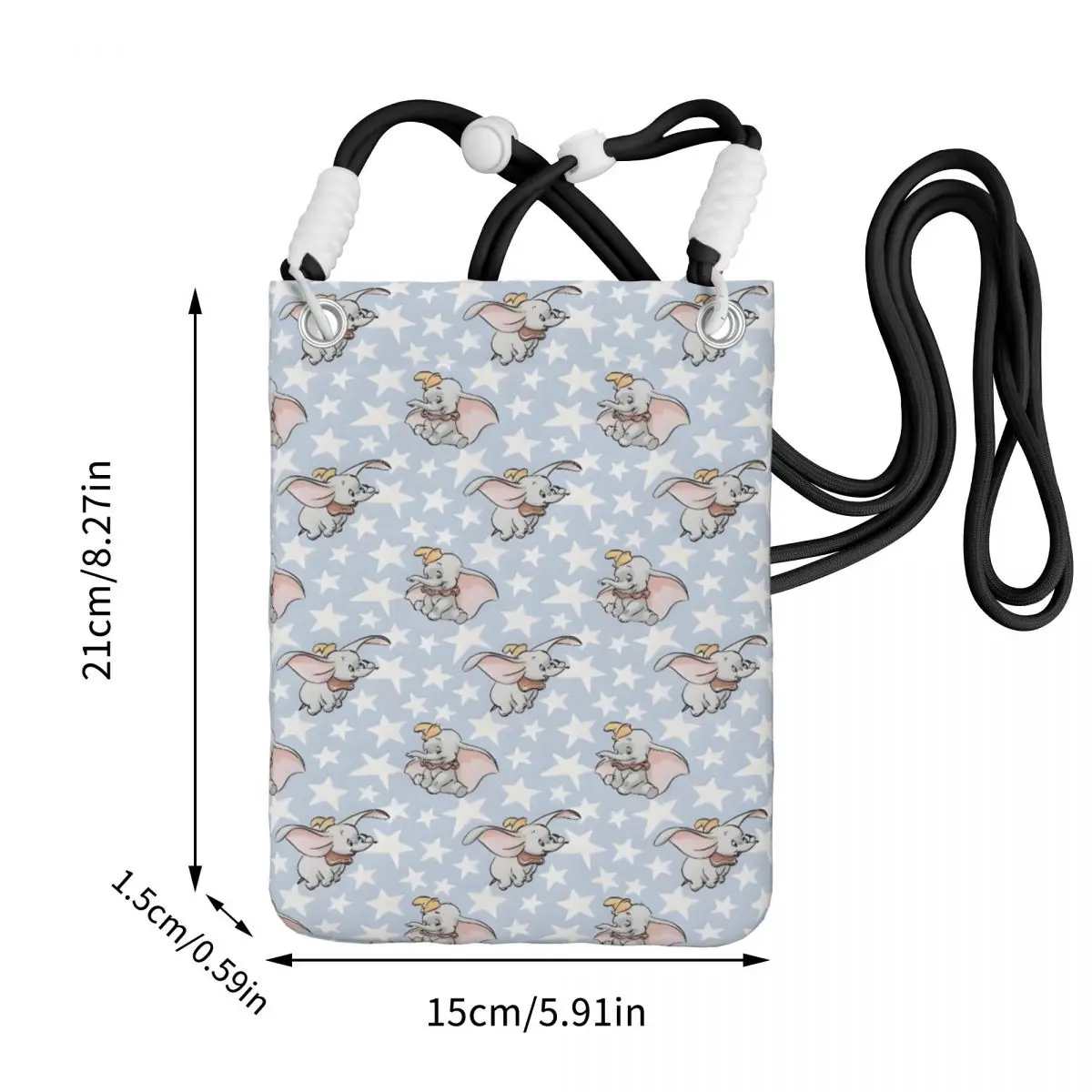 Custom Casual Dumbo Mobile Phone Bag Men Women Cartoon Shoulder Crossbody Bag For Travel Detachable Shoulder Strap