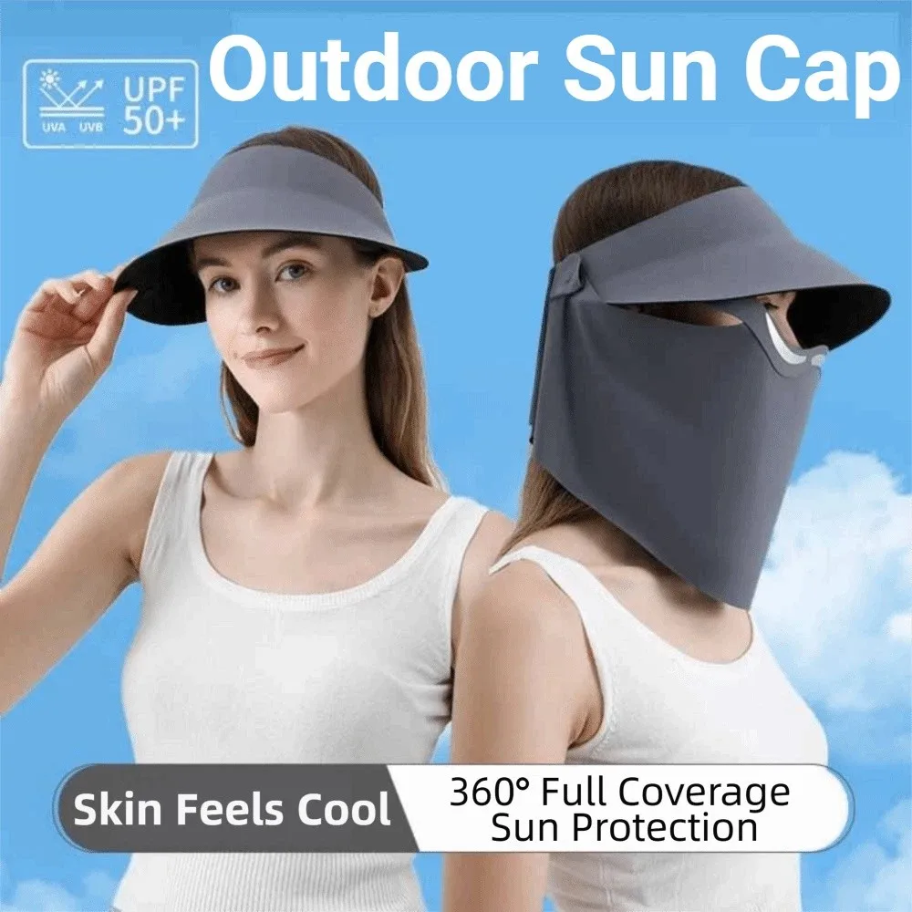 

Traceless Hollow Top Large Brim Sun Hat Magnetic Lightweight Outdoor Sun Cap Breathable Detachable Full Face Mask Sun Protection