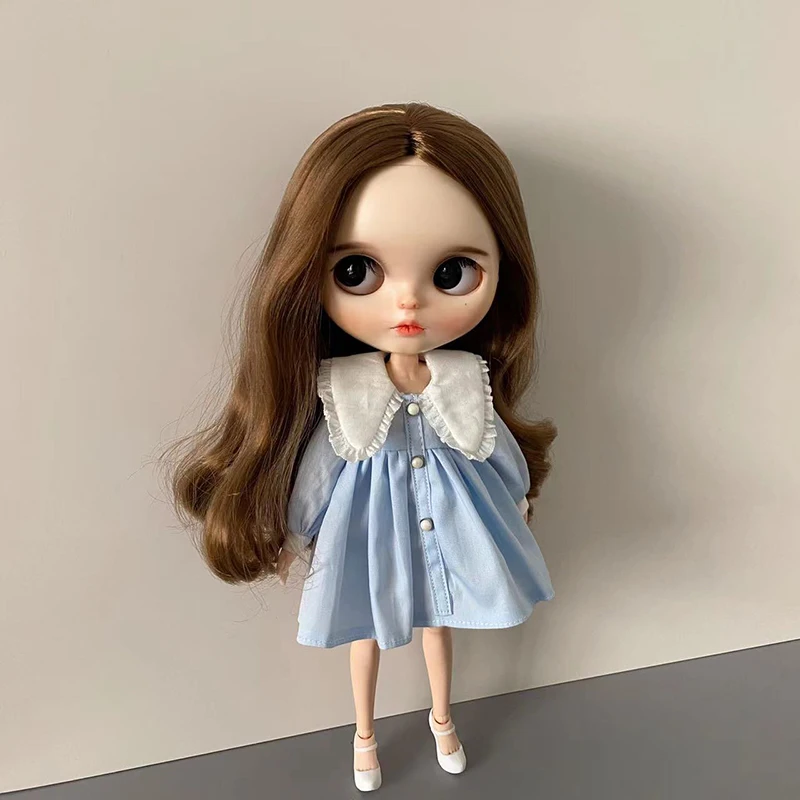 1 шт., весеннее платье для куклы Blythe, черная Милая повседневная одежда с длинным рукавом, 9 цветов, блестящее платье для кукол Blyth Licca OB24