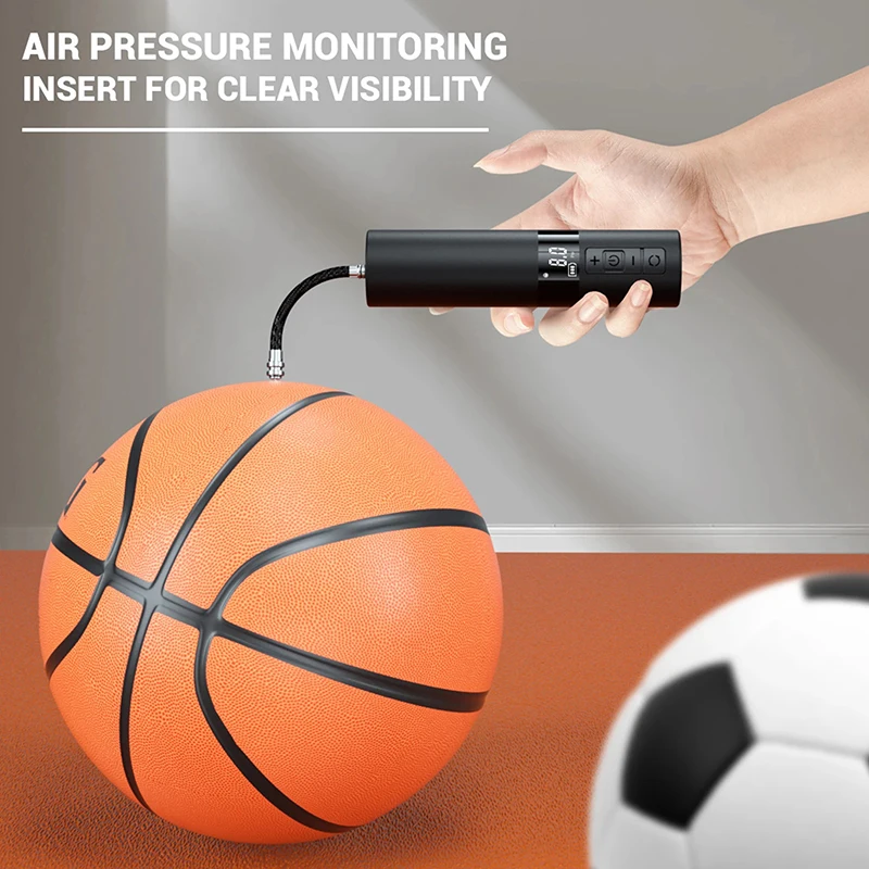 Electric Air Ball Pump, Portable Battery Powered Ball Pump With LCD Display Needles 12 PSI Mini Air Pump For Basketball Football