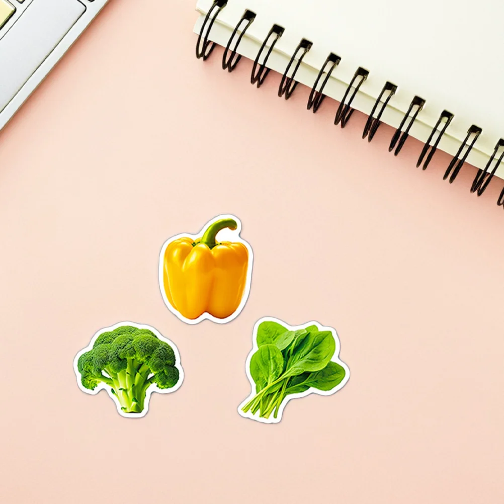 

50 Sheets Fruit Vegetable Stickers Educational Peel Stick Decals for Kids Laptops Water Bottles Fridge Food Learning Fun