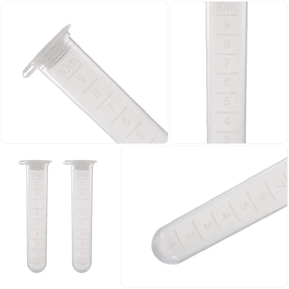 200 قطعة 10 مللي أنابيب الطرد المركزي أنبوب اختبار البلاستيك للمختبر قوارير قياس التجربة العلمية أداة الأحياء الجزيئية #6