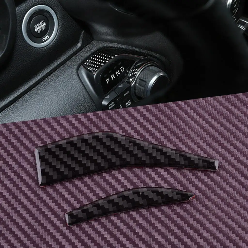 2Pcs/Set Black Carbon Fiber Style Center Console Gear Shift Indicator Cover Trim Fit for Dodge Ram 1500 2018 2019 2020 2021 2022