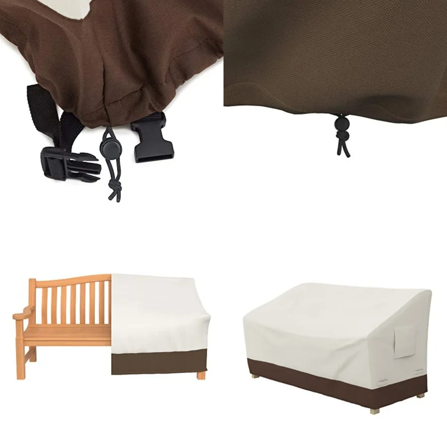 

Outdoor Patio Furniture Cover, Waterproof, Anti-UV, Durable with Secure Straps, Beige/Tan