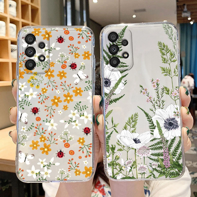 Vintage Flower Daisy Pattern Case For Samsung Galaxy A23 Coque Soft Silicone Transprent Funda For Samsung A23 A 23 Cover Clear