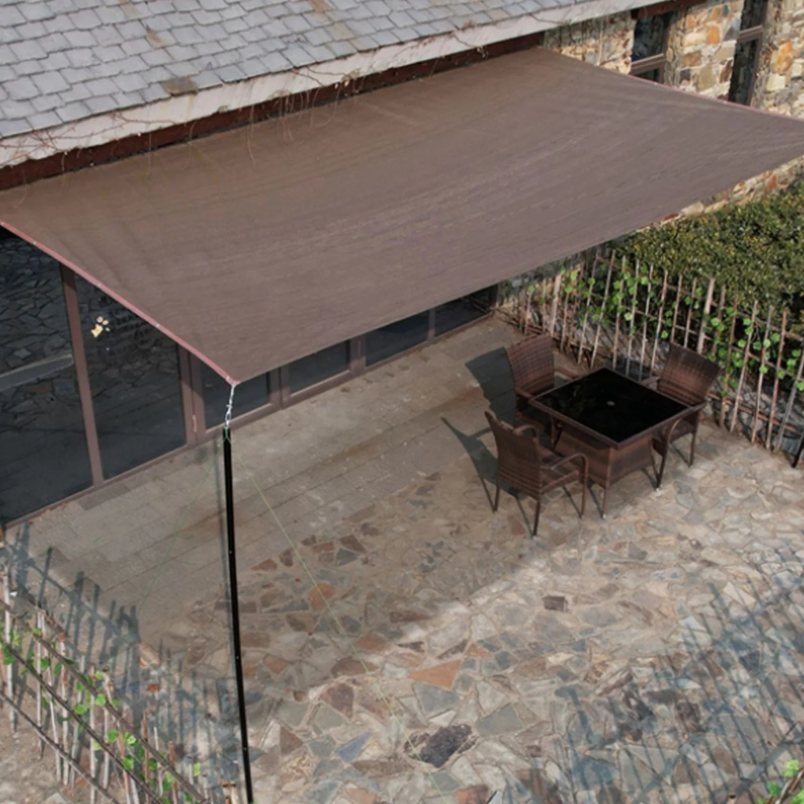 Sun Shade Cloth Polyethylene Sun Shade Net Sail Canopy Cover with 10m 4 Ropes for Outdoor Garden Patio Backyard Deck Coffee