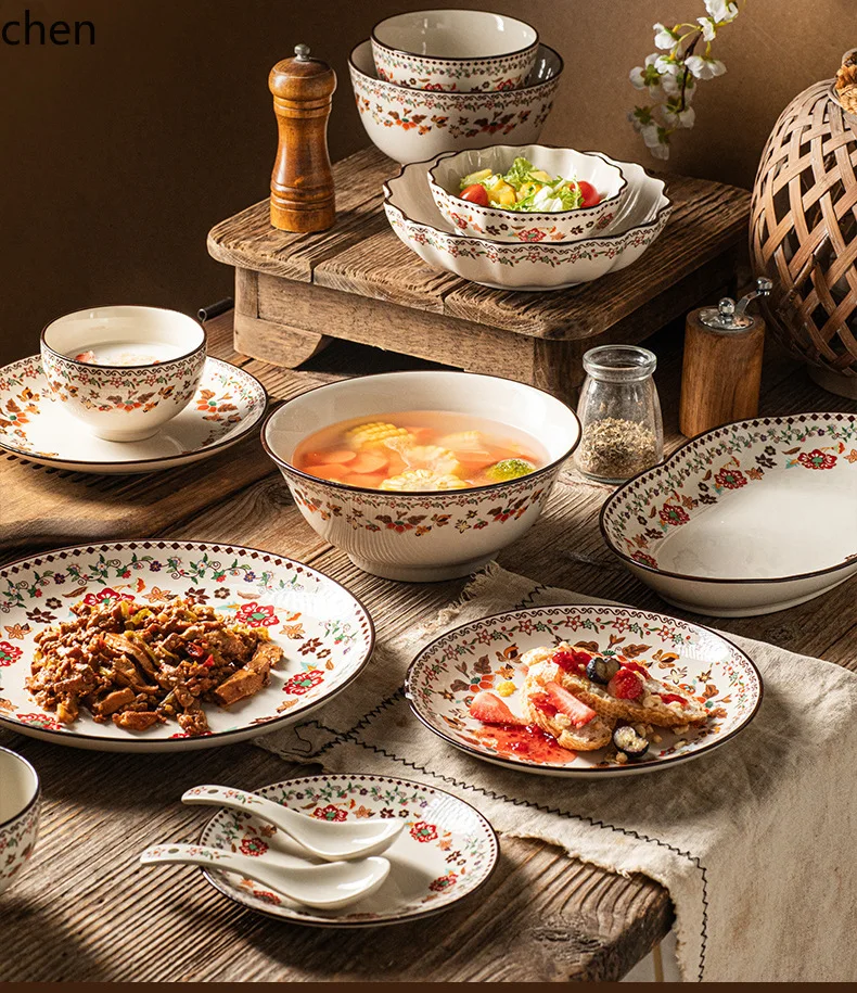 dinnerware set - household ceramic tableware, easy-clean plates