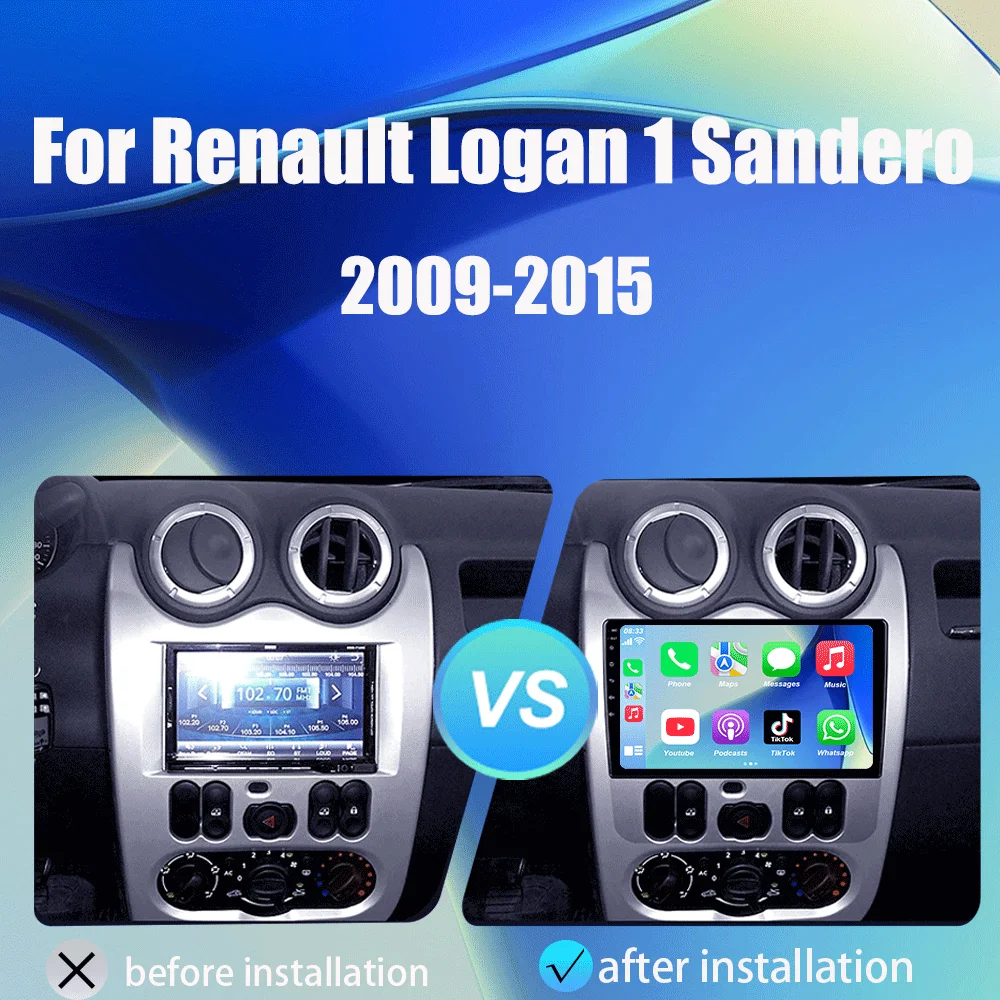 Android 15 For Renault Logan 1 Sandero 2009-2015 For Dacia Duster 2010- 2017 Car Radio Navigation Multimedia Video Player Stereo