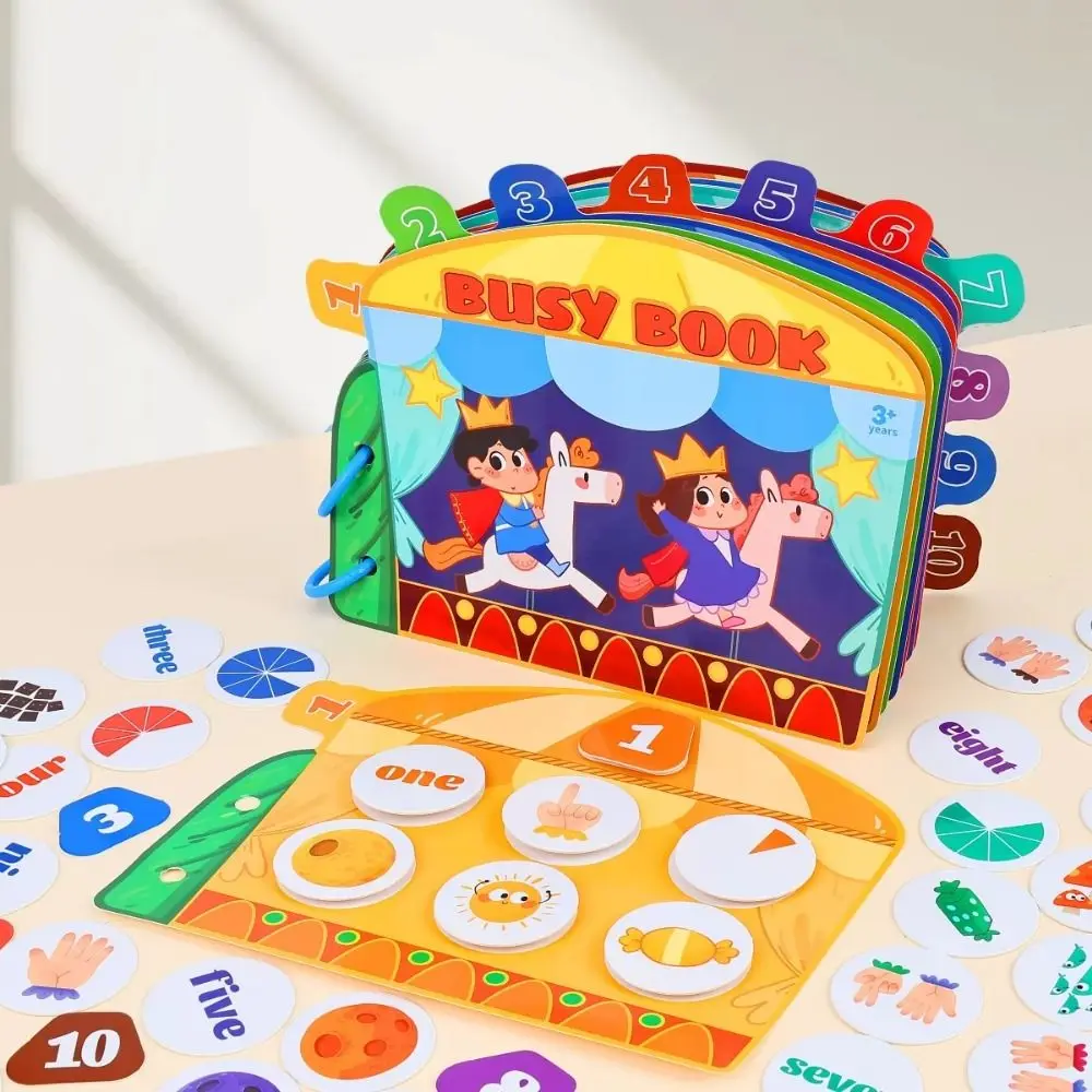 

Interactive Learning Digital Cognitive Quiet Book 1-10 Quantity Word Cognition Matching Game Montessori Quiet Busy Book