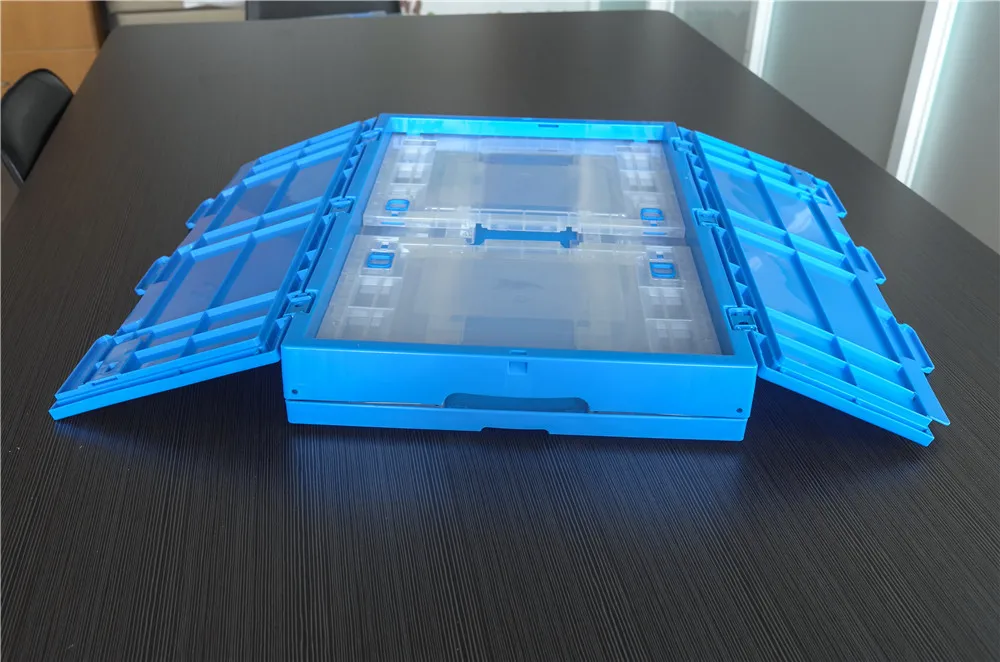 Пластиковый передвижной складной ящик/логический поворотный ящик с прикрепленной крышкой, контейнер