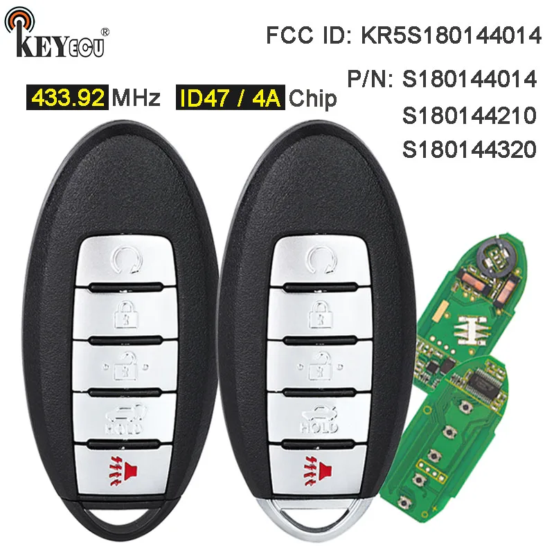 KEYECU 433.92MHz ID47 / 4A Chip S180144014 S180144210 S180144320 Smart Remote Key Fob for Infiniti JX35 Q50 Q60 QX60 2013-2019