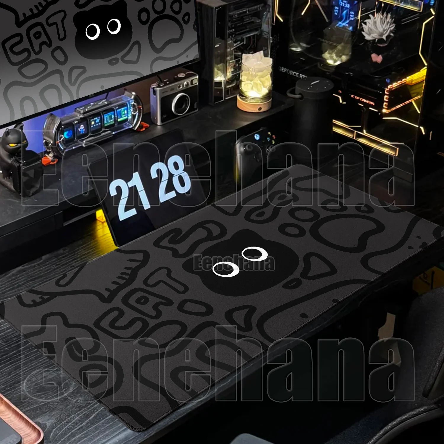 

HD NEW Black Cat Mouse Pad Kawaii Japanese Mat Office Gamer Large Expansion Pads Table Gaming Pc Setup Gaming Decoration Carpets