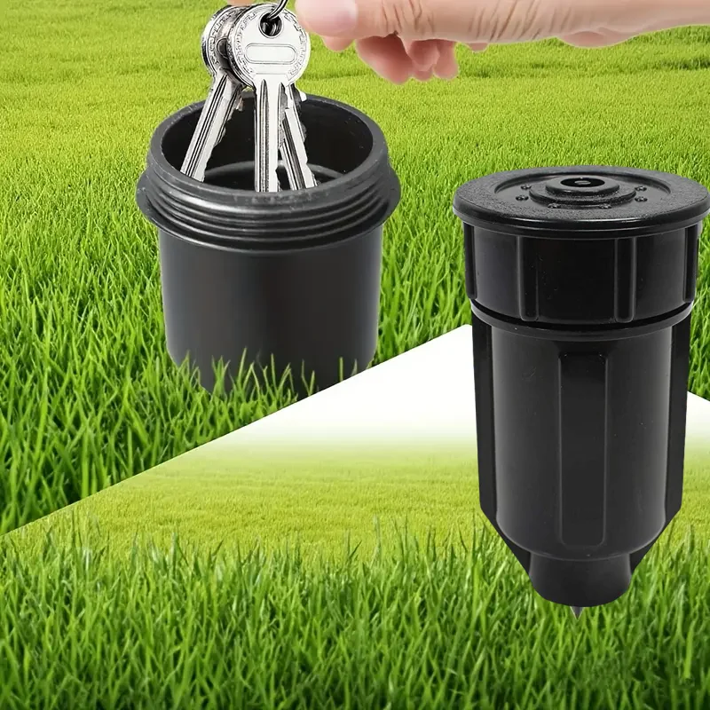 2 قطعة مفتاح حديقة مخفي جودة عالية من البلاستيك واقعية تحت الأرض مسقاة خزانة بمفتاح لأمن الفناء في الهواء الطلق