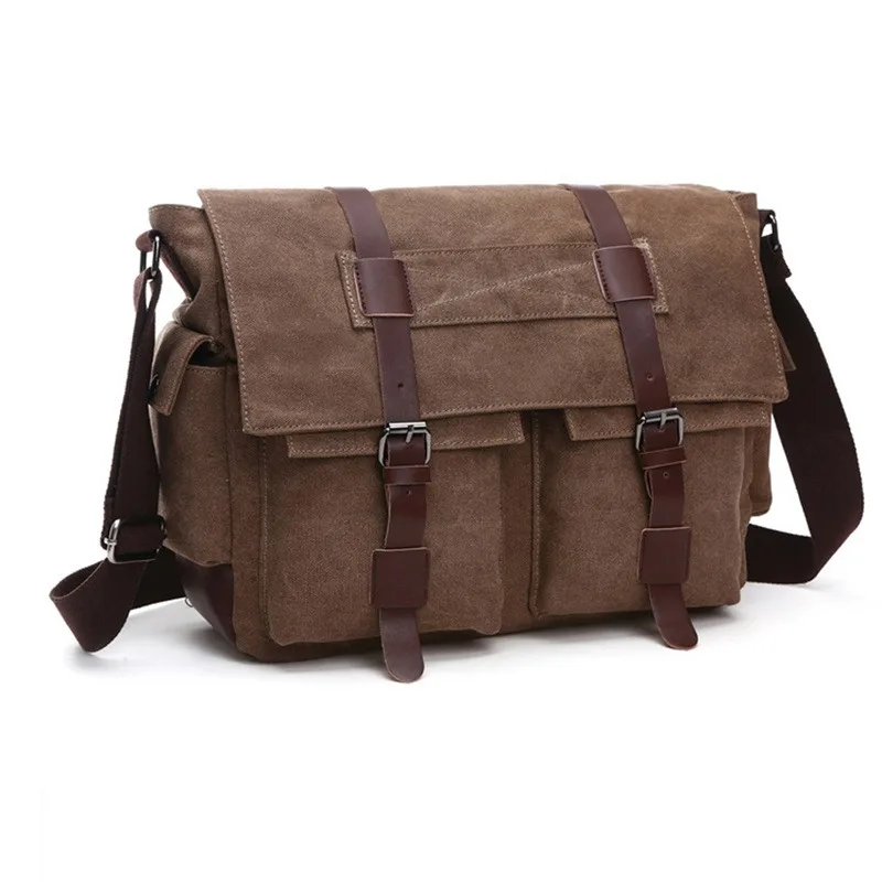 Bolsos de mensajero de negocios para hombres, bolso de hombro vintage, paquete cruzado de lona, bolso de viaje de oficina informal Retro