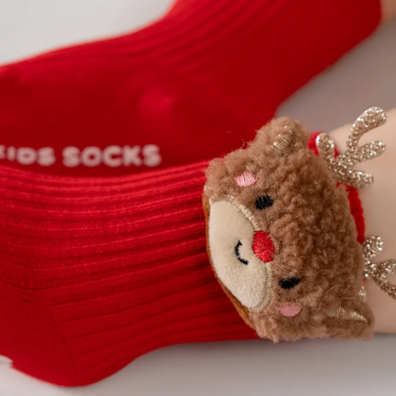 Christmas Baby Anti-Slip Floor Socks For Boys Girls New Year Red Children Toddler Socks Xmas Cute Elk Tree Snowman Sock 0-3Years