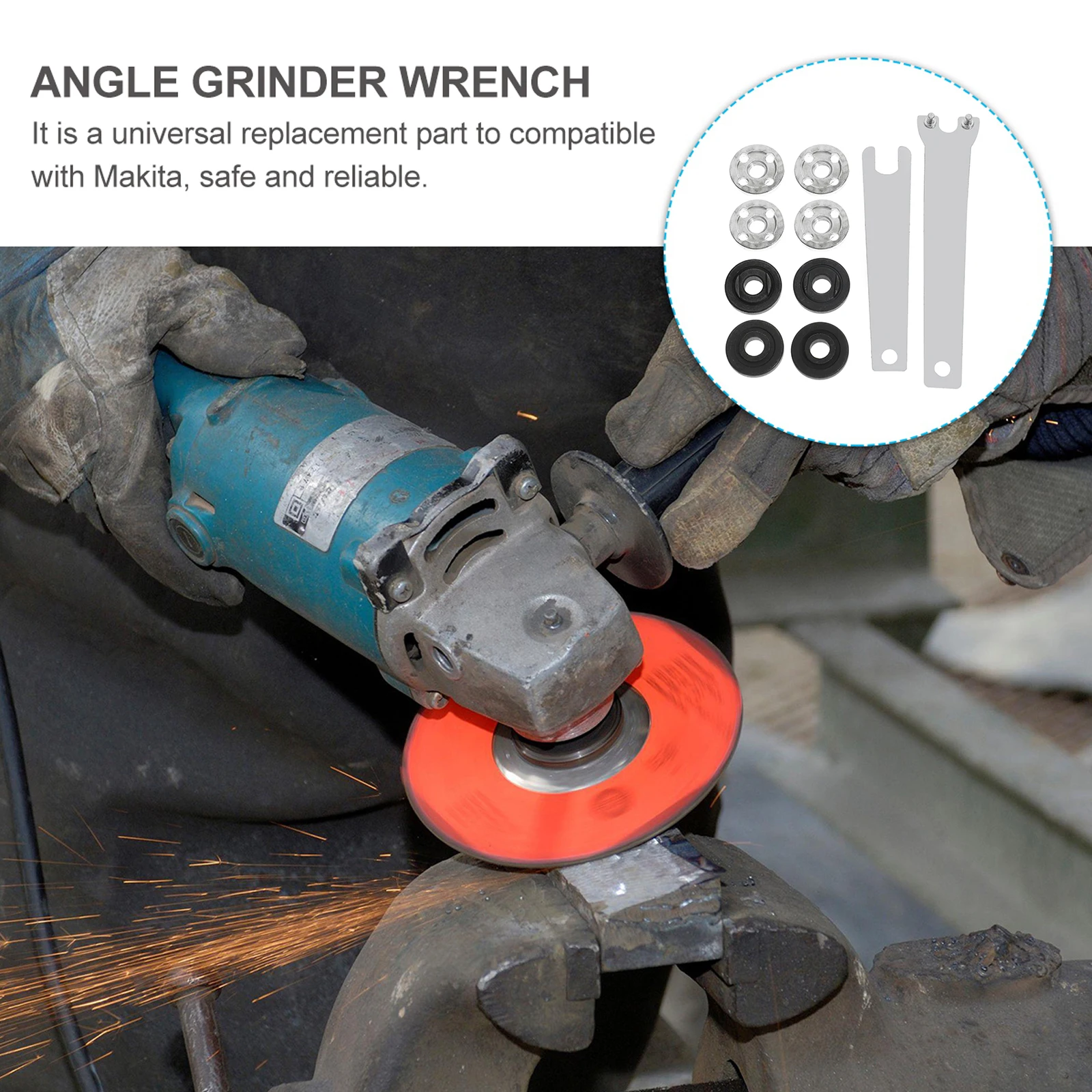 

Angle Grinder Wrench Set 100mm Carbon Steel Lock Nut Tool for Grinding Polishing Handle Pin Grinder Spanner Disassembly Tool