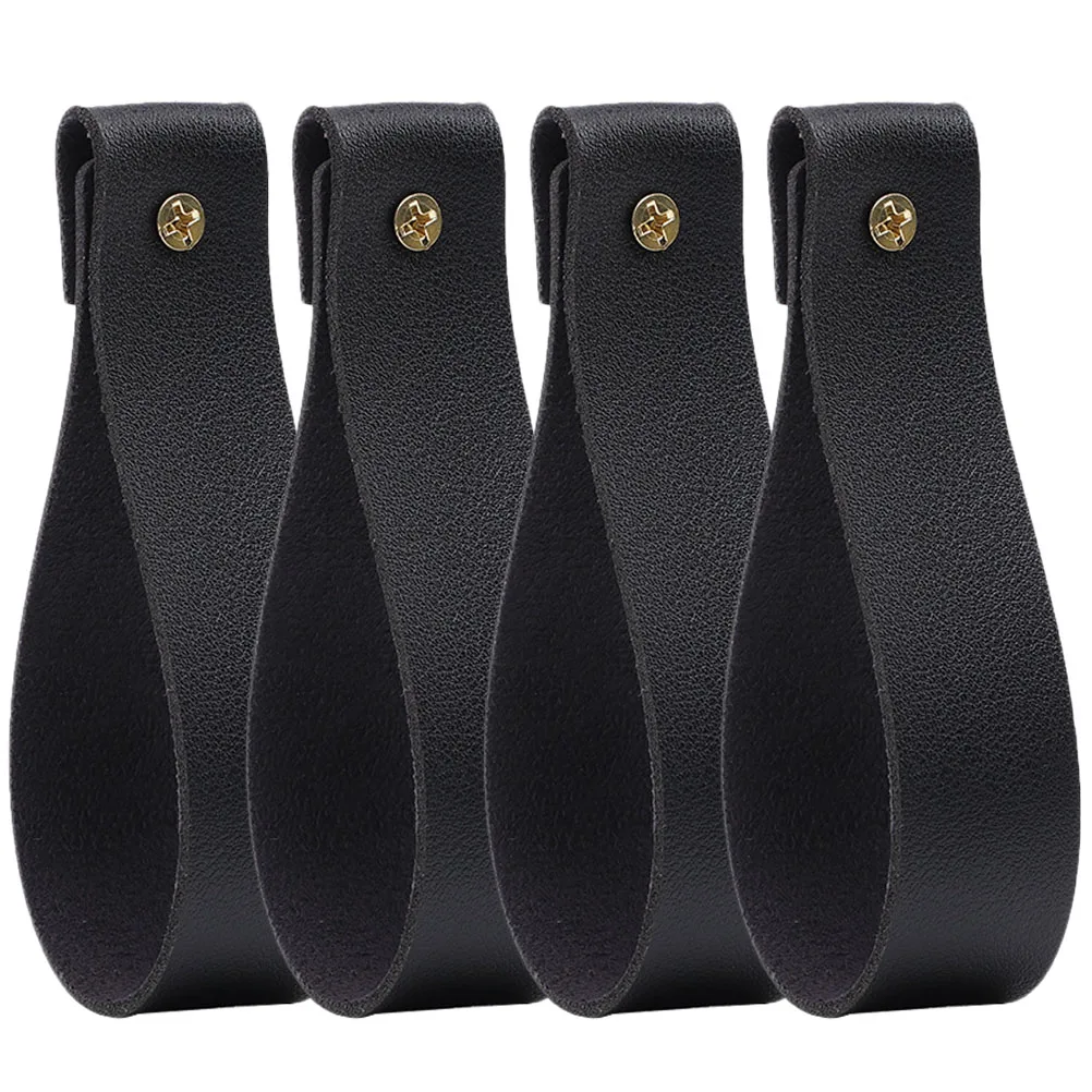 

4 pcs BohemianStyleWallMountedLeatherHooksCurtainRodStrapsBlackBathroomKitchenBedroomDecorativeHangingHoldersDurableSpaceSaving