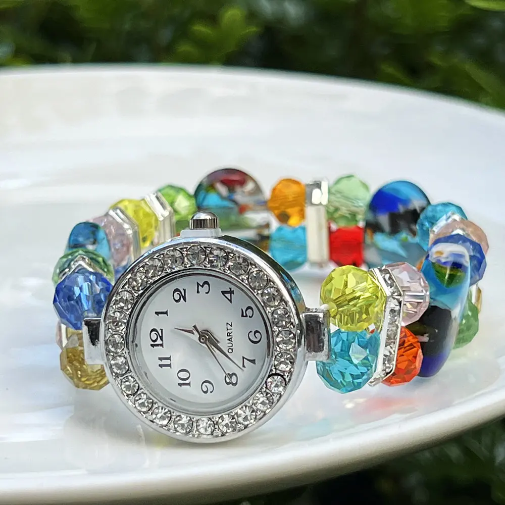 1PC Camouflage Glass Bracelet Women's Trendy Seven Color Lucky Set Fashion Leisure
