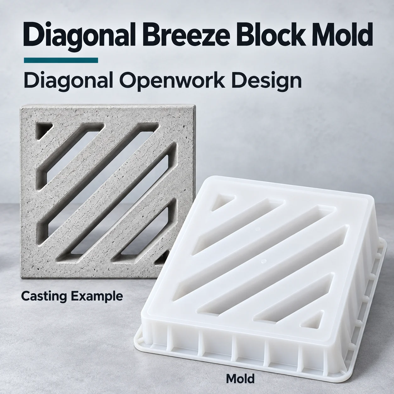 Concrete Molds Diagonal Breeze Block 32x32x10cm, Reusable Plastic Cinder Block Mold for Garden Wall Screen Patio Decor DIY Home