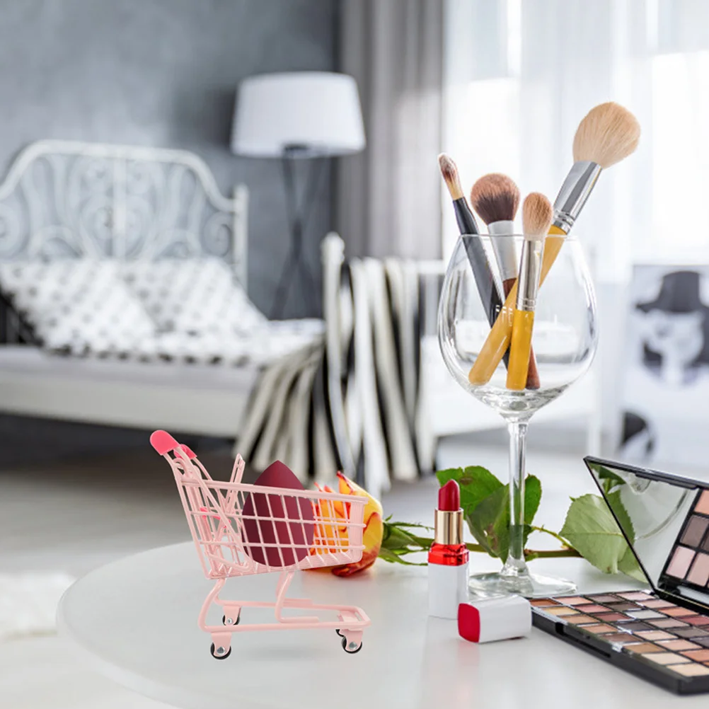 مجموعة واحدة من سلة تخزين المكياج الصغيرة، عربة التسوق المزخرفة، خفيفة الوزن، محمولة لسطح المكتب، زينة للصور، سلة صغيرة #5
