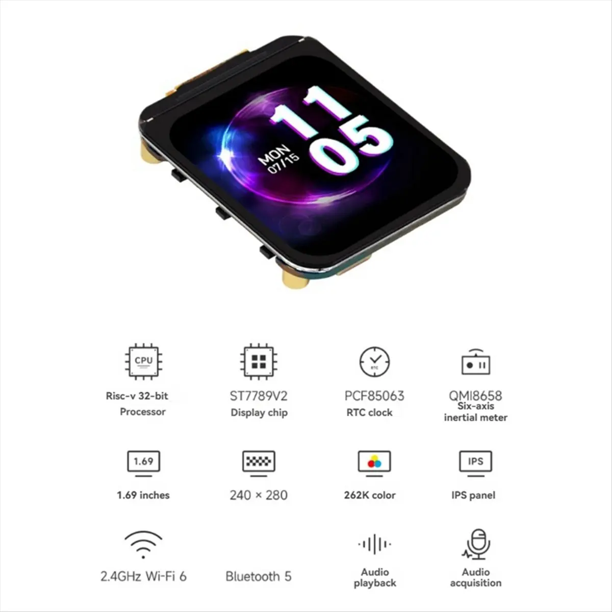 Top Sale -C6 1.69 Inch LCD Display Development Board 240x280 Resolution Programmable Smart Watch Features for