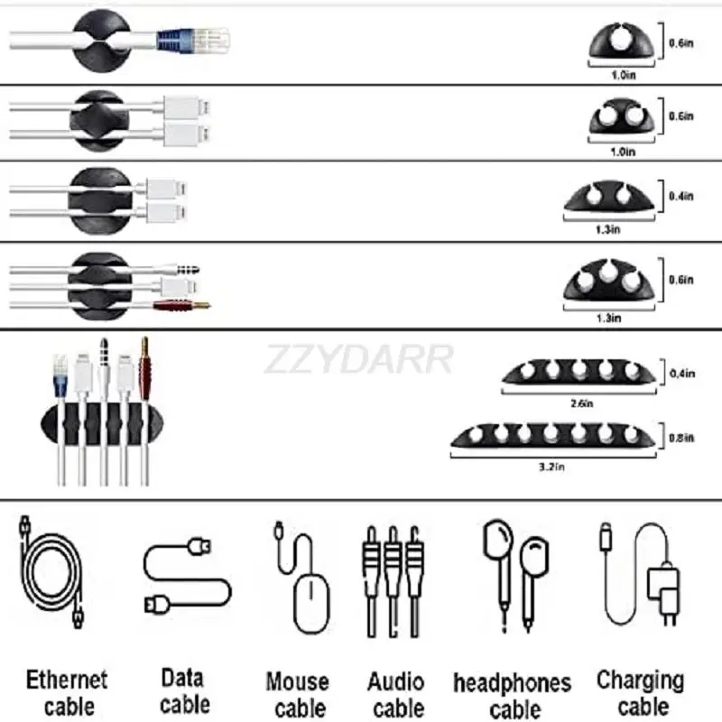 204 PCS Cable Management Kit With 4 Wire Organizer Sleeve 7 Cable Holder Cord Clips 5 Roll Cable Organizer Straps for Desk Home