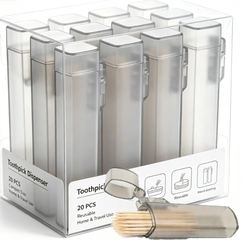 20/1PCS Portable Transparent Toothpick Holder Reusable Toothpick Storage Box Cotton Swab Case Needle Cases Restaurant Supplies