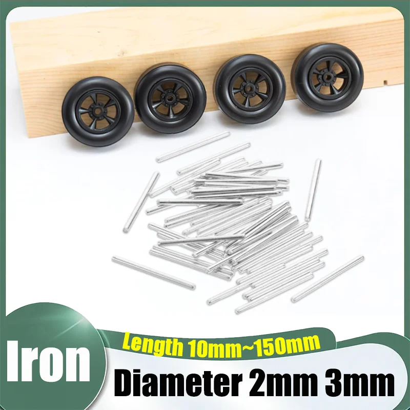 5~30Pcs M2 M3 Iron Toys Shaft Round Rod Axles Toy Car Gear Wheel Pulley Axle DIY Accessories Length 10mm~150mm