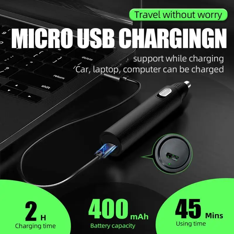 KIKIDO Nose Hair Remover Man Shaver 4 In 1 Portable Travel Sideburns Knife and Rechargeable Epilators Body Hair Management Set