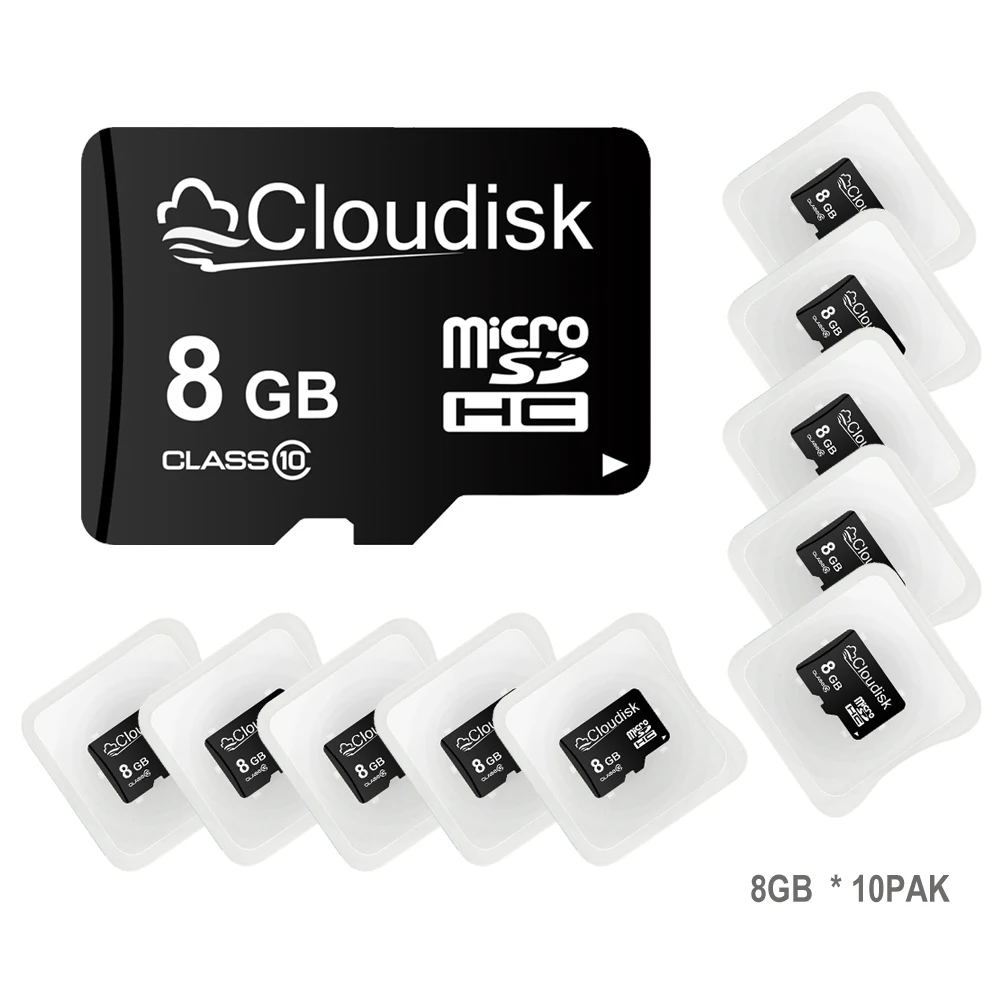 Cloudk-paquete de 10 tarjetas de memoria Micro SD, 8GB, 4GB, 2GB, 1GB, U3, 128GB, 64GB, 32GB, 16GB, C10, A1, tarjeta TF para teléfono con cámara