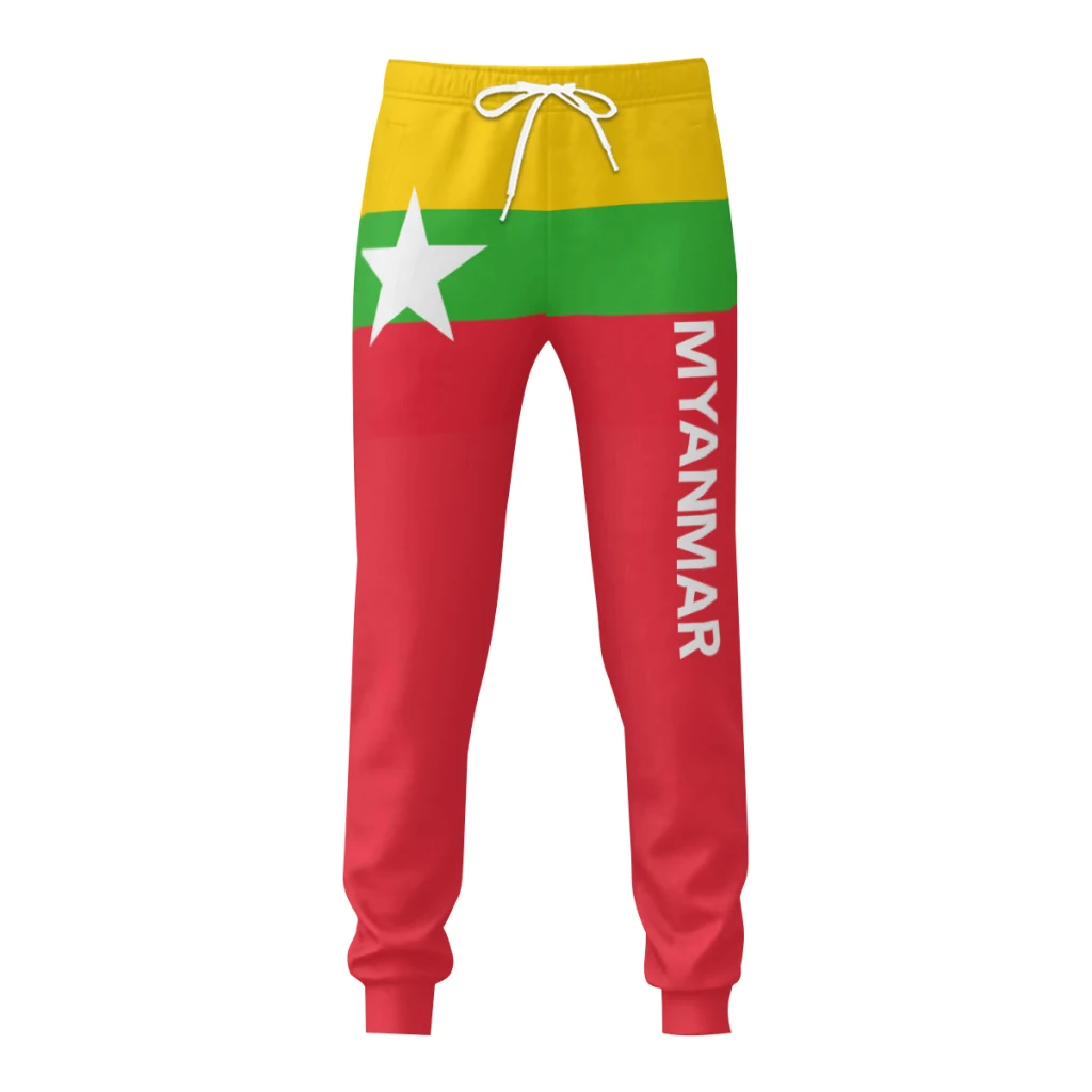 Mens Sweatpants Myanmar Flag Pants with Pockets Joggers Soccer Football Multifunction Sports Sweat With Drawstring