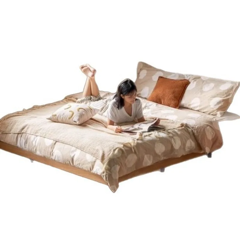 

Solid wood bed, oak no bedside tatami, master bedroom flush side suspension bed, simple small apartment double