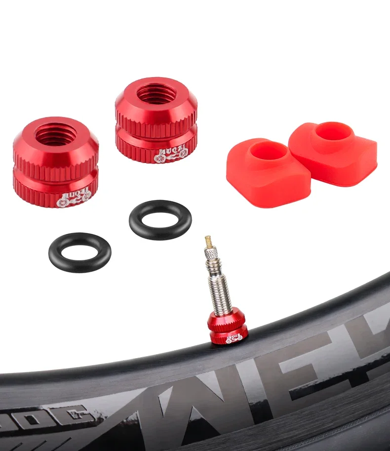 2PCS Reifen Ventil Mutter MTB Rennrad Tubeless Felge Ultraleicht Aluminium Legierung Presta Ventil Schutz Schraube Ventil Feste Unterlegscheibe – Detail 1