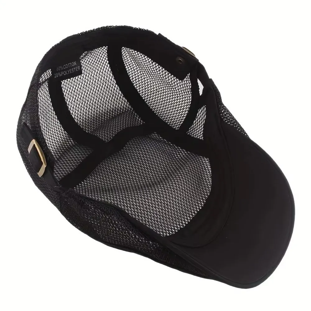 Casual Outdoor Beret Men's Hat Breathable Mesh Newsboy Cap Spring Summer Adjustable Forward Cap Flat Gorras
