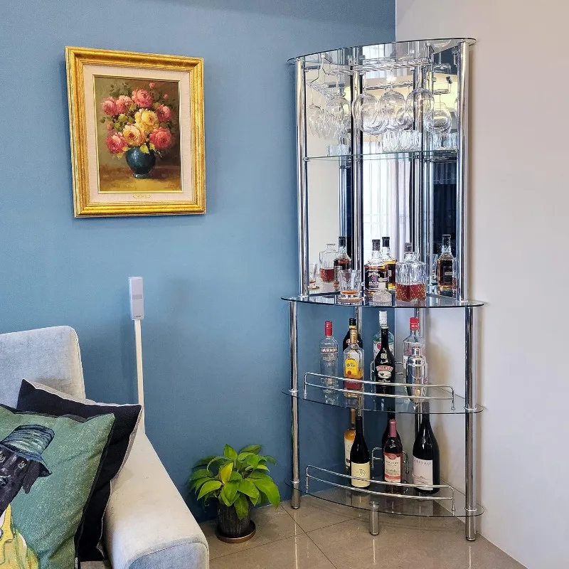 

Современный барный шкаф-тумба для домашнего развлечения со стеклянной столешницей для гостиной